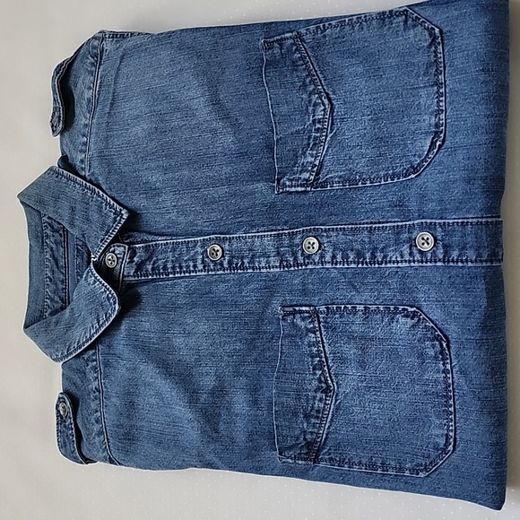 EXPRESS Blue Denim Button Front Shirt - Size XS | 1P - Picture 3 of 10